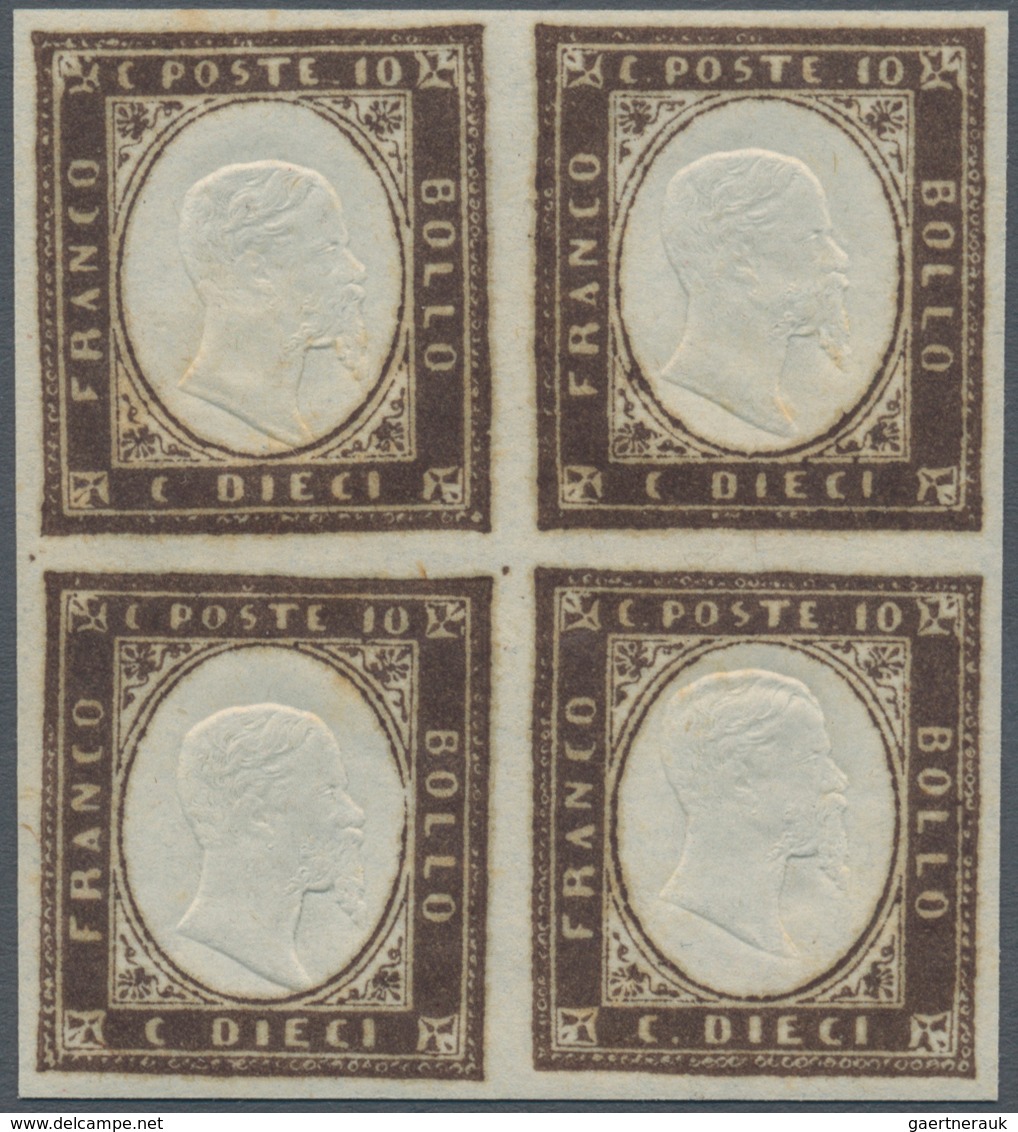 Italien - Altitalienische Staaten: Sardinien: 1858: 10 Cents Dark Chocolate Brown, 1859 Printing, Bl - Sardinië