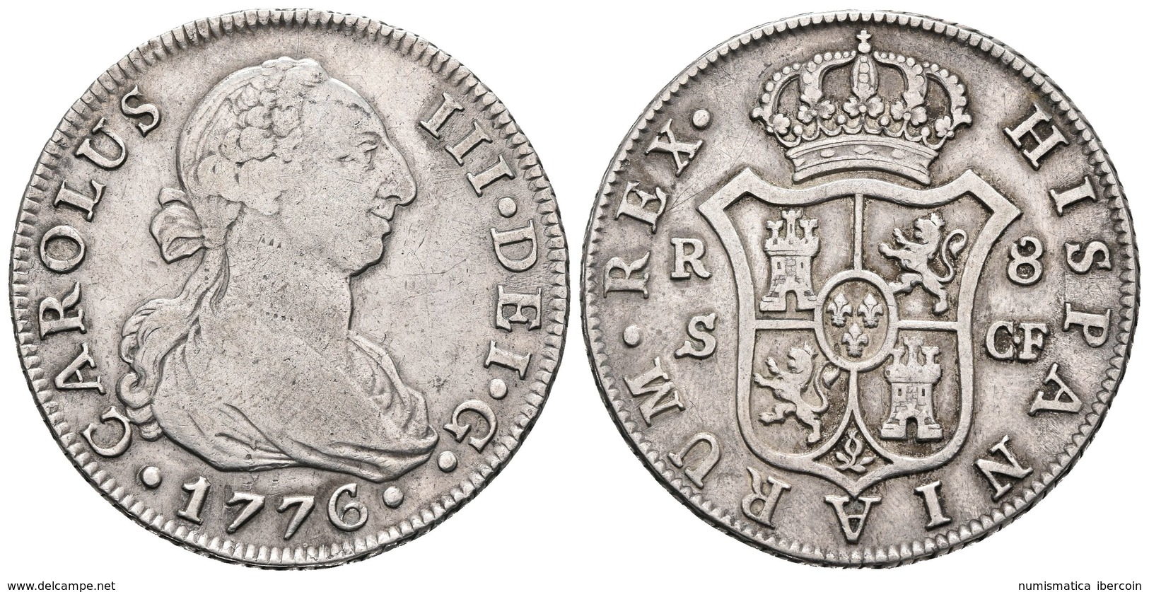 CARLOS III. 8 Reales. 1776. Sevilla CF. Cal-1083. Ar. 26,94g. MBC-. Escasa. - Other & Unclassified