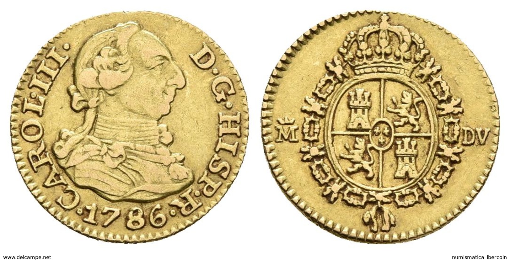 CARLOS III. 1/2 Escudo. 1786. Madrid DV. Cal-778. Au. 1,74g. MBC. - Other & Unclassified