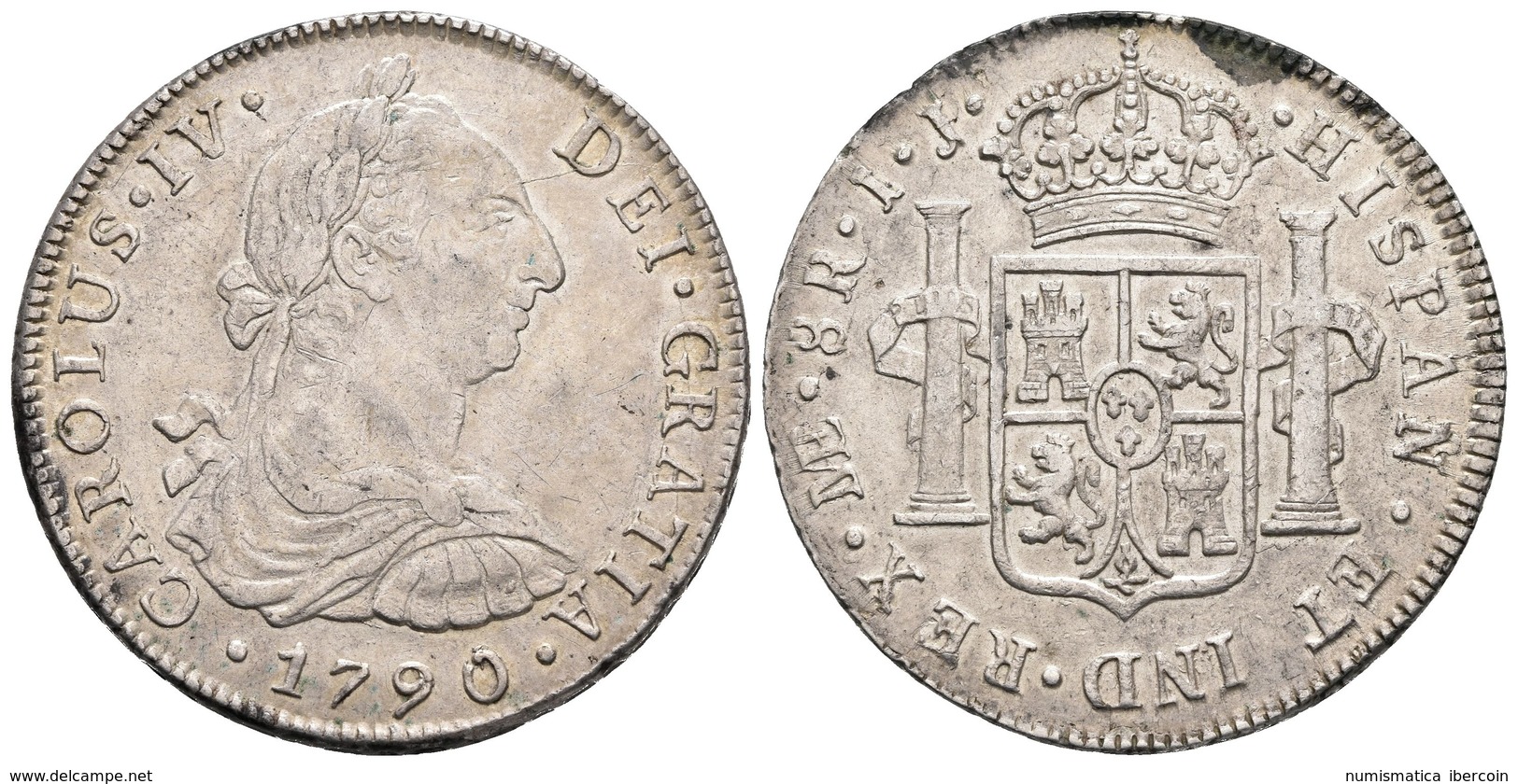 CARLOS IV. 8 Reales. 1790. Lima IJ. Busto De Carlos III Con Ordinal IV. Cal-642. Ar. 27,05g. MBC+. Escasa. - Other & Unclassified