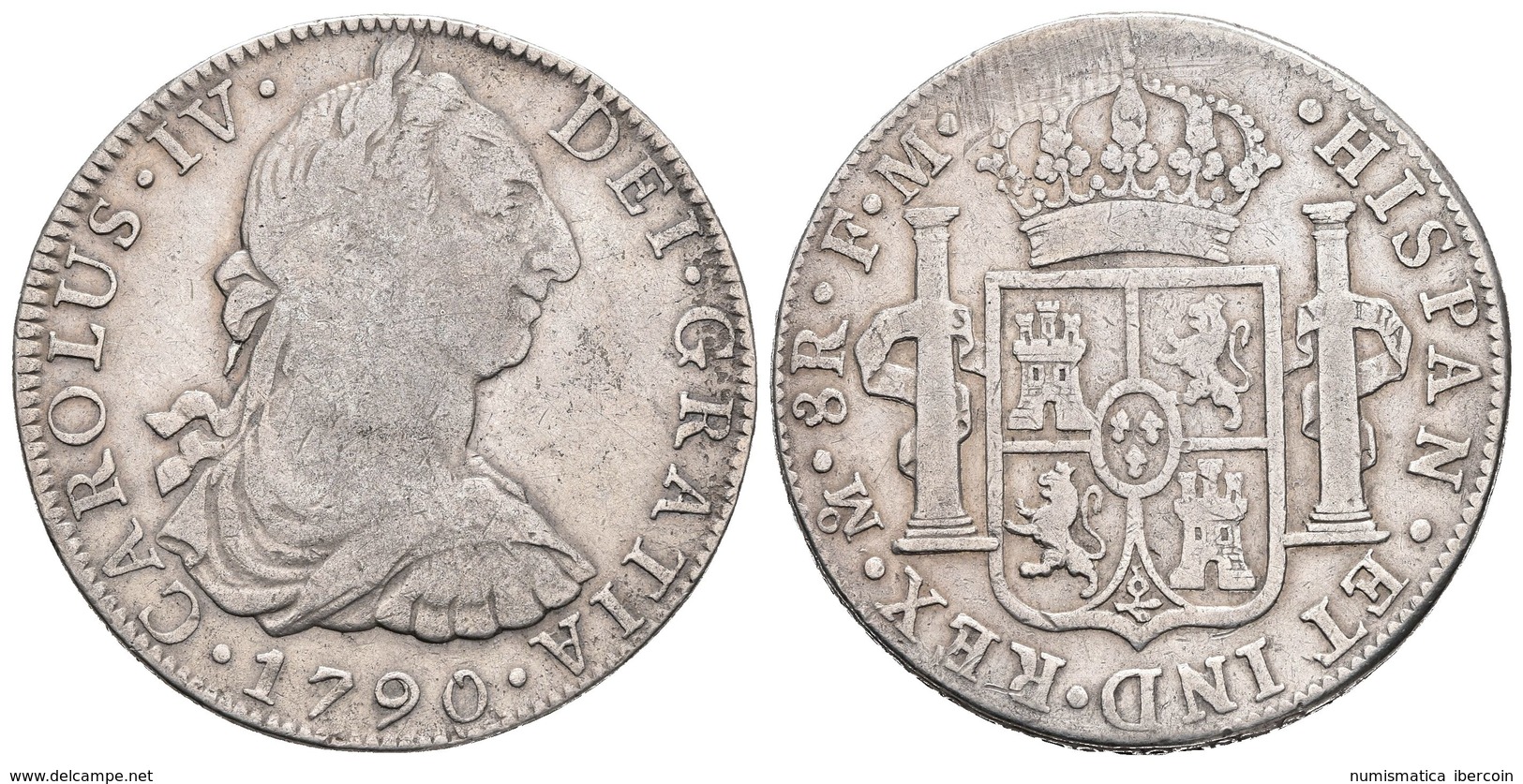 CARLOS IV. 8 Reales. 1790. México FM. Busto De Carlos III, Ordinal IV. Cal-682. Ar. 26,53g. MBC-. Escasa. - Other & Unclassified