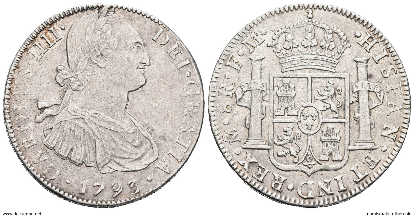 CARLOS IV. 8 Reales. 1793. México FM. Cal-686. Ar. 26,89g. MBC/MBC+. - Other & Unclassified