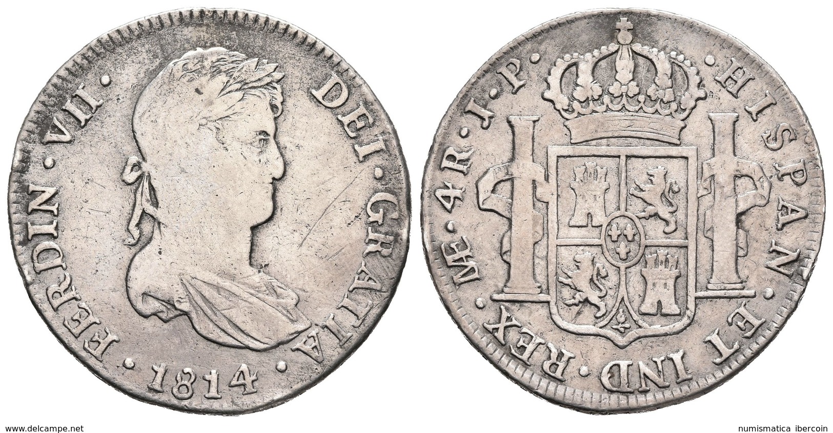 FERNANDO VII. 4 Reales. 1814. Lima JP. Cal-743. Ar. 12,96g. BC+/MBC-. - Other & Unclassified