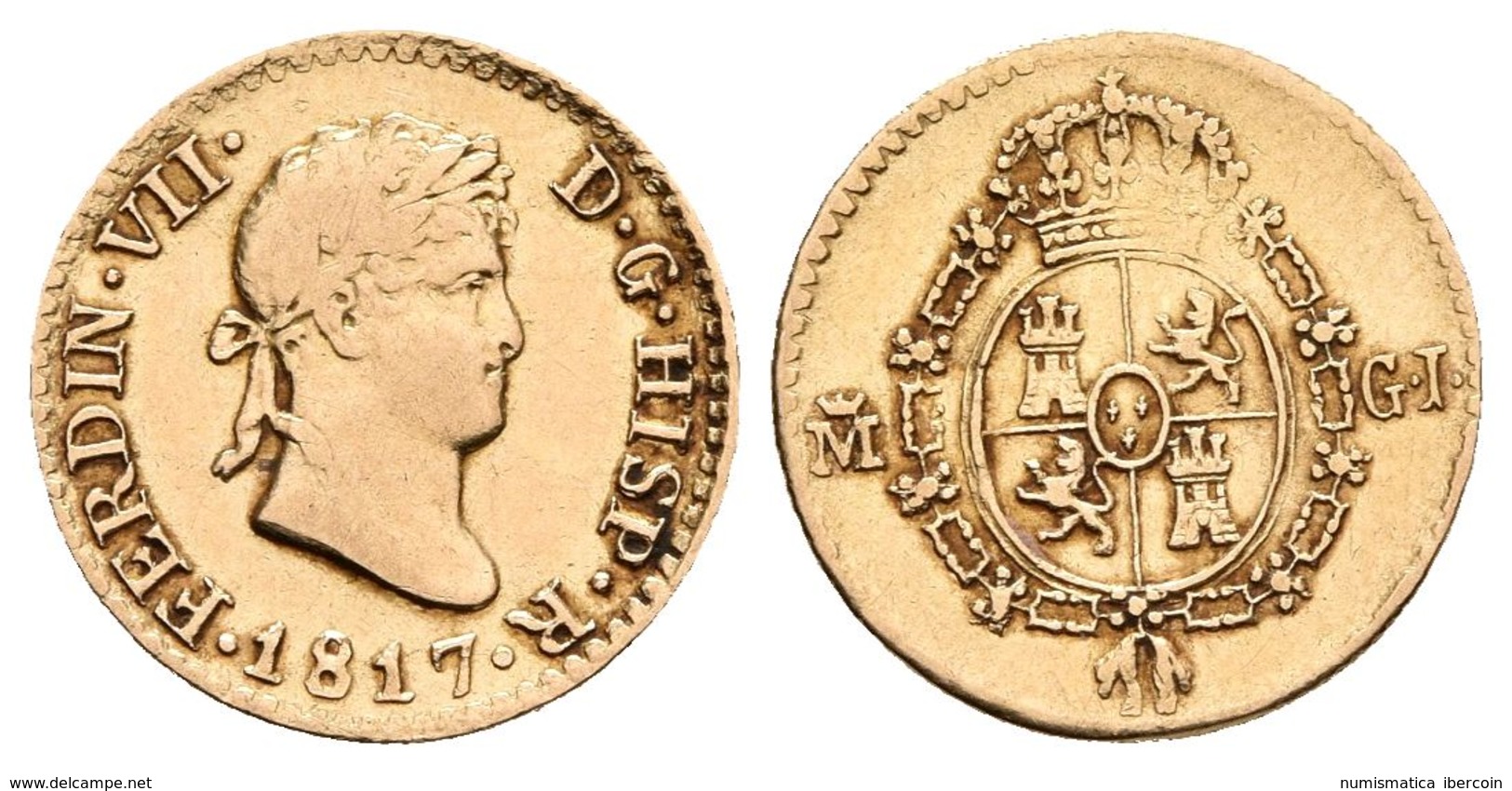 FERNANDO VII. 1/2 Escudo. 1817. Madrid GJ. Cal-360. Au. 1,59gr. MBC/MBC+. - Other & Unclassified