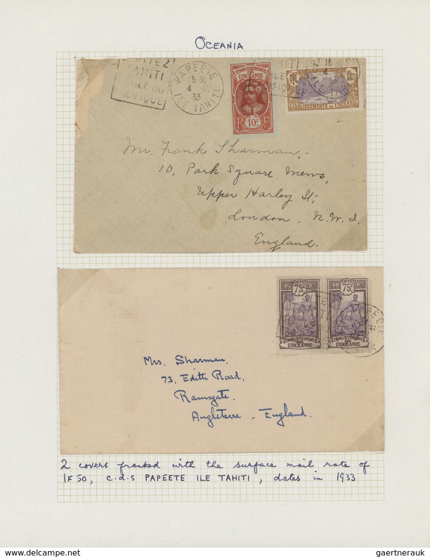 Französisch-Ozeanien: 1892/1958, 24 Items, Thereof 11 Different Stationery Cards, 12 Letters To Fore - Briefe U. Dokumente