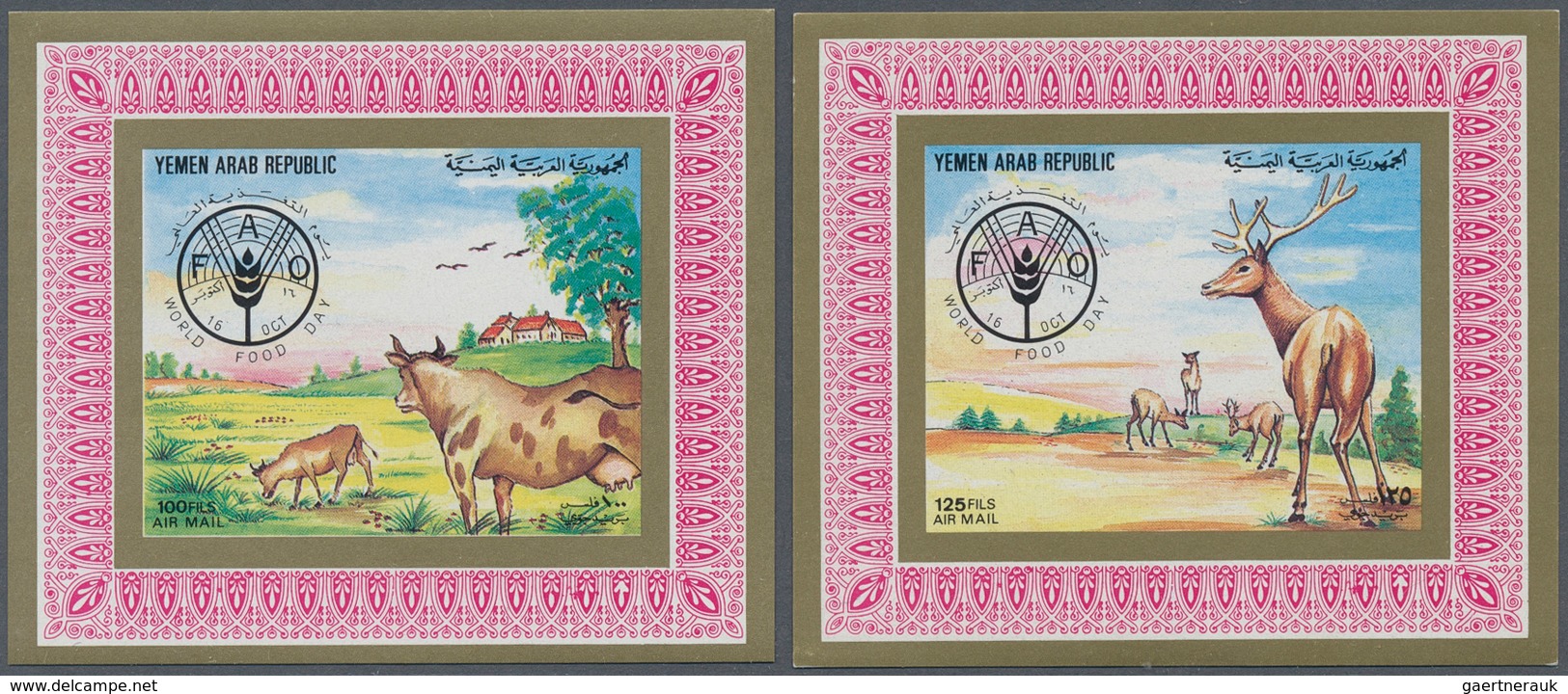 Jemen: 1982, World Food Day (rabbits, Fowl, Tirkeys, Sheep, Cows And Red Deer) Set Of Six Different - Yémen