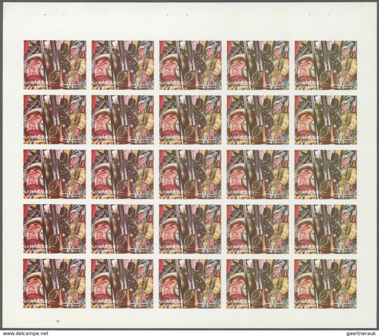 Schardscha / Sharjah: 1972. Sharjah. Progressive Proof (5 Phases) In Complete Sheets Of 25 For The F - Schardscha