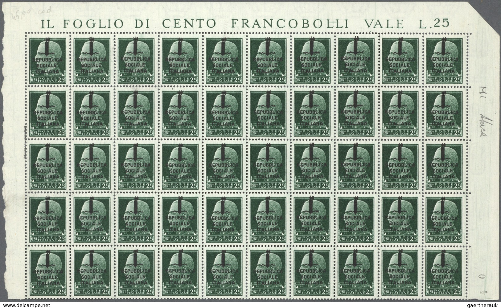 Italien: 1944, SOCIAL REPUBLIC And NATIONAL GUARD OVERPRINTS, Very Comprehensive Lot With Multiples - Neufs