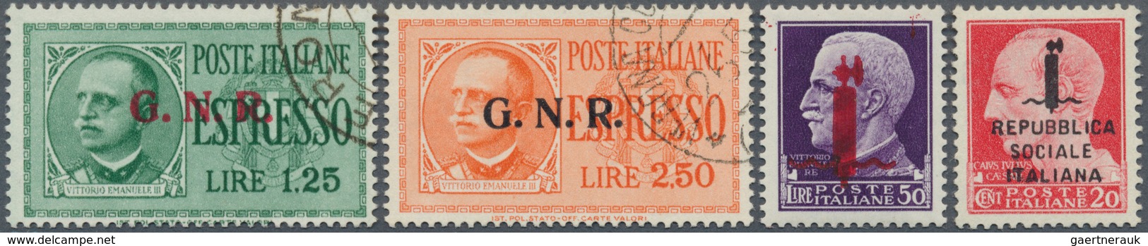 Italien: 1944/1945, Chiefly Mint Lot Of Repubblica Sociale And G.N.R. Overprints, Also Piacenza Loca - Neufs