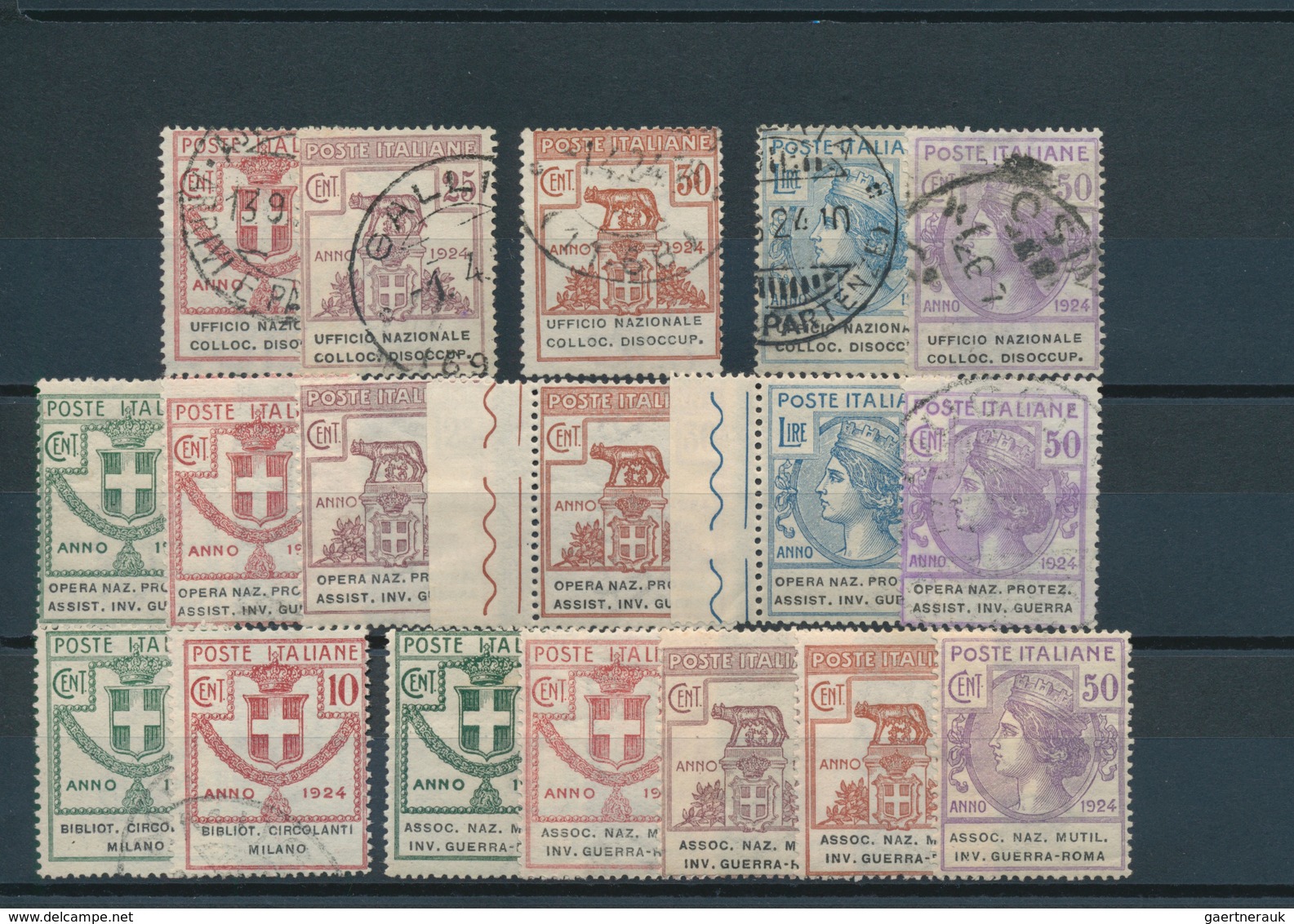 Italien - Portofreiheitsmarken: 1924, Mint And Used Lot Of 52 Stamps, E.g. Sass.nos. 23 And 33 Mint - Portofreiheit