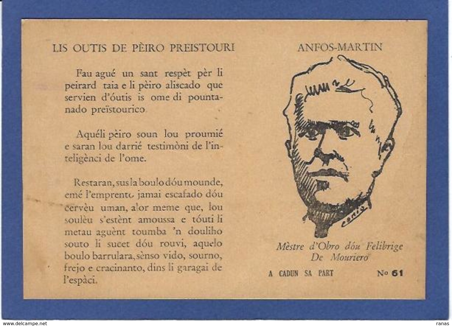 CPSM Félibrige Félibre Provence Occitanie Non Circulé Voir Scan Du Dos éditeur Antoni Conio - ANFOS MARTIN - Provence-Alpes-Côte D'Azur