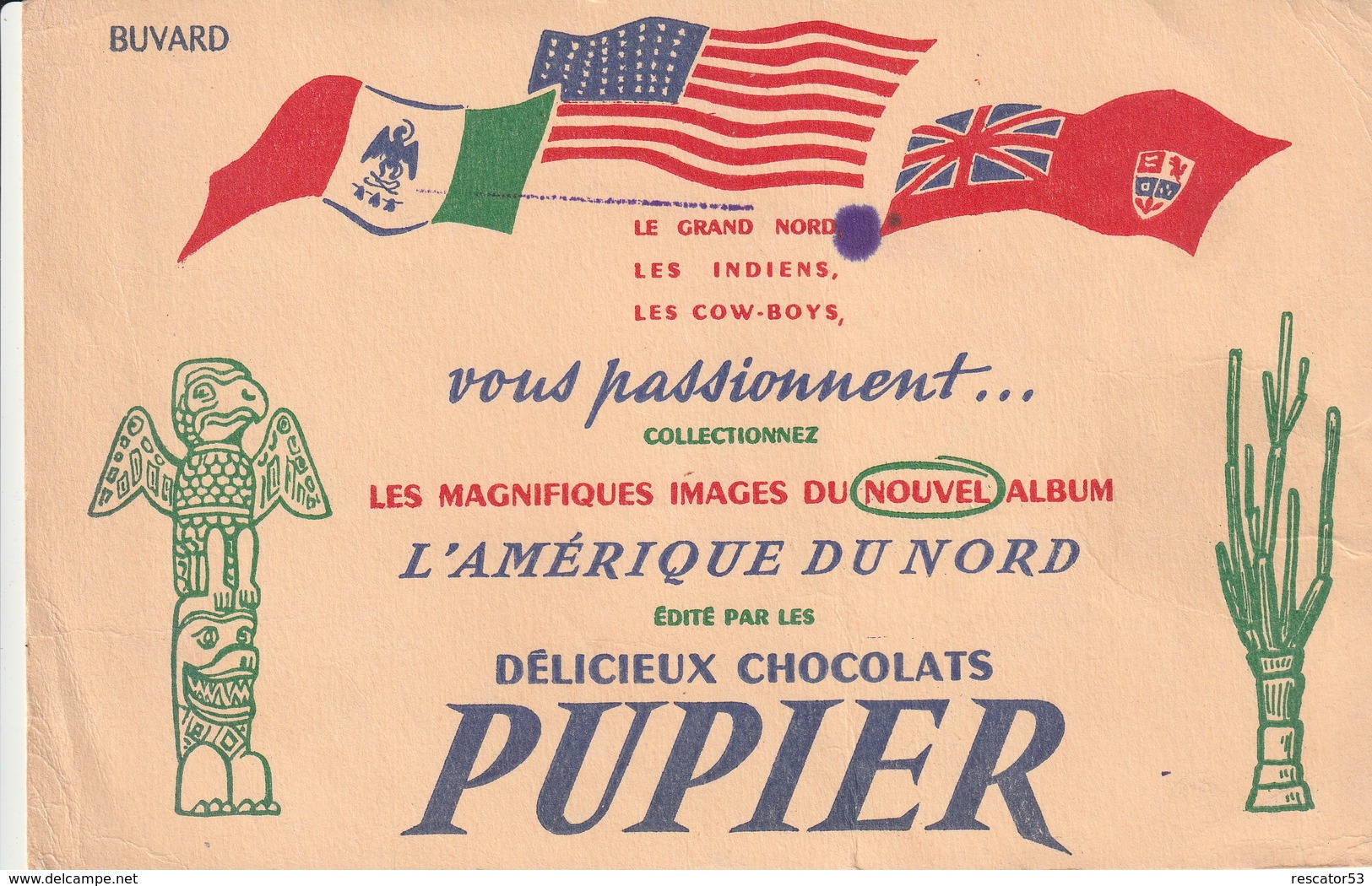 Rare Buvard Chocolat Pupier - Chocolade En Cacao