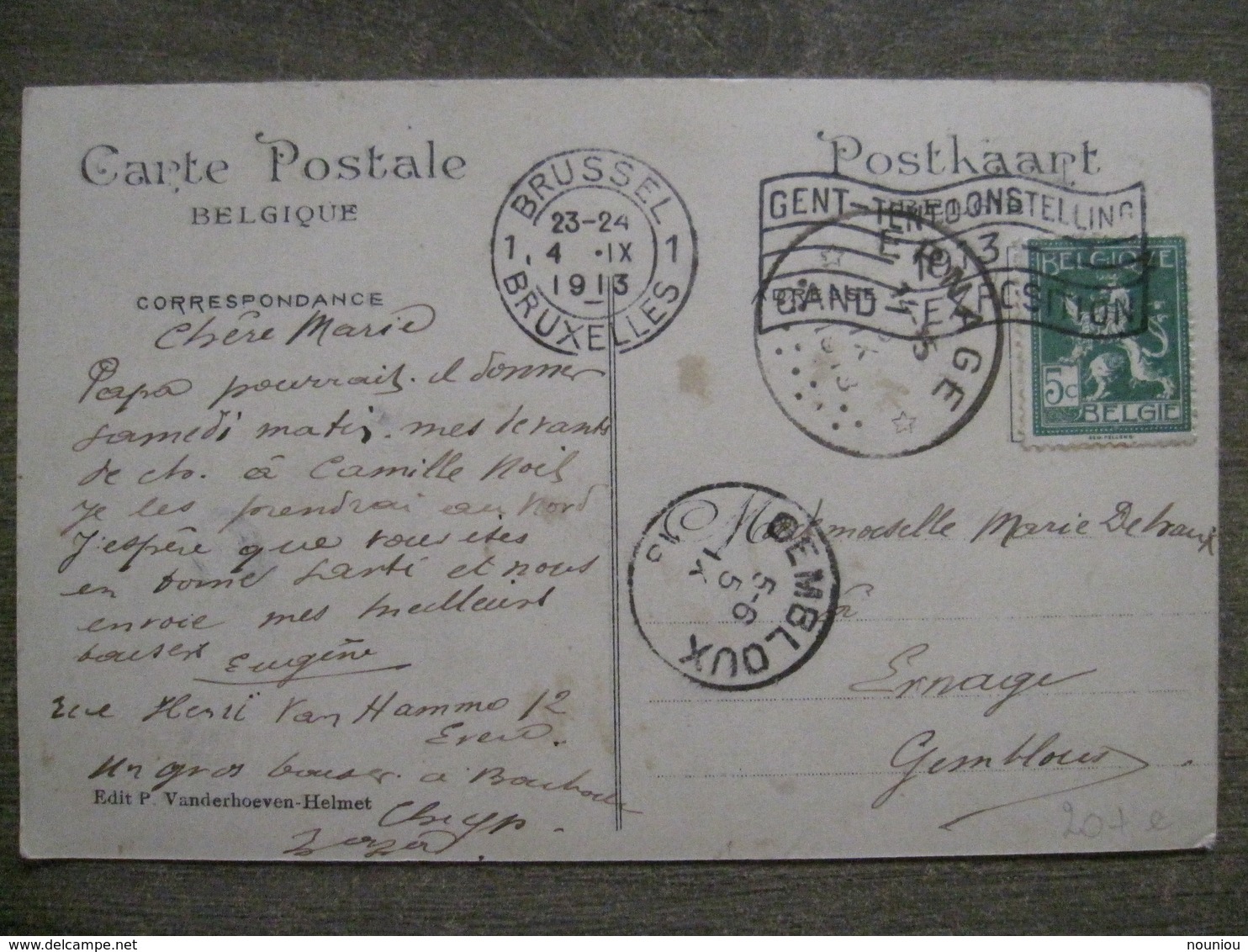 Rare Cpa Evere Bruxelles - Meunerie Meunier (usine De Grains Blé Farine) - 1913 Cachet Fortune étoile Ernage - Evere