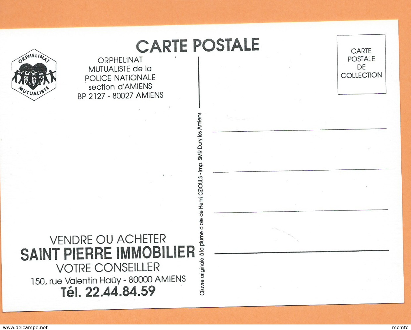 Carte Moderne - Illustrateur Oziouls - Gendarme  - Orphelinat Mutualiste De La Police Section Amiens - Oziouls