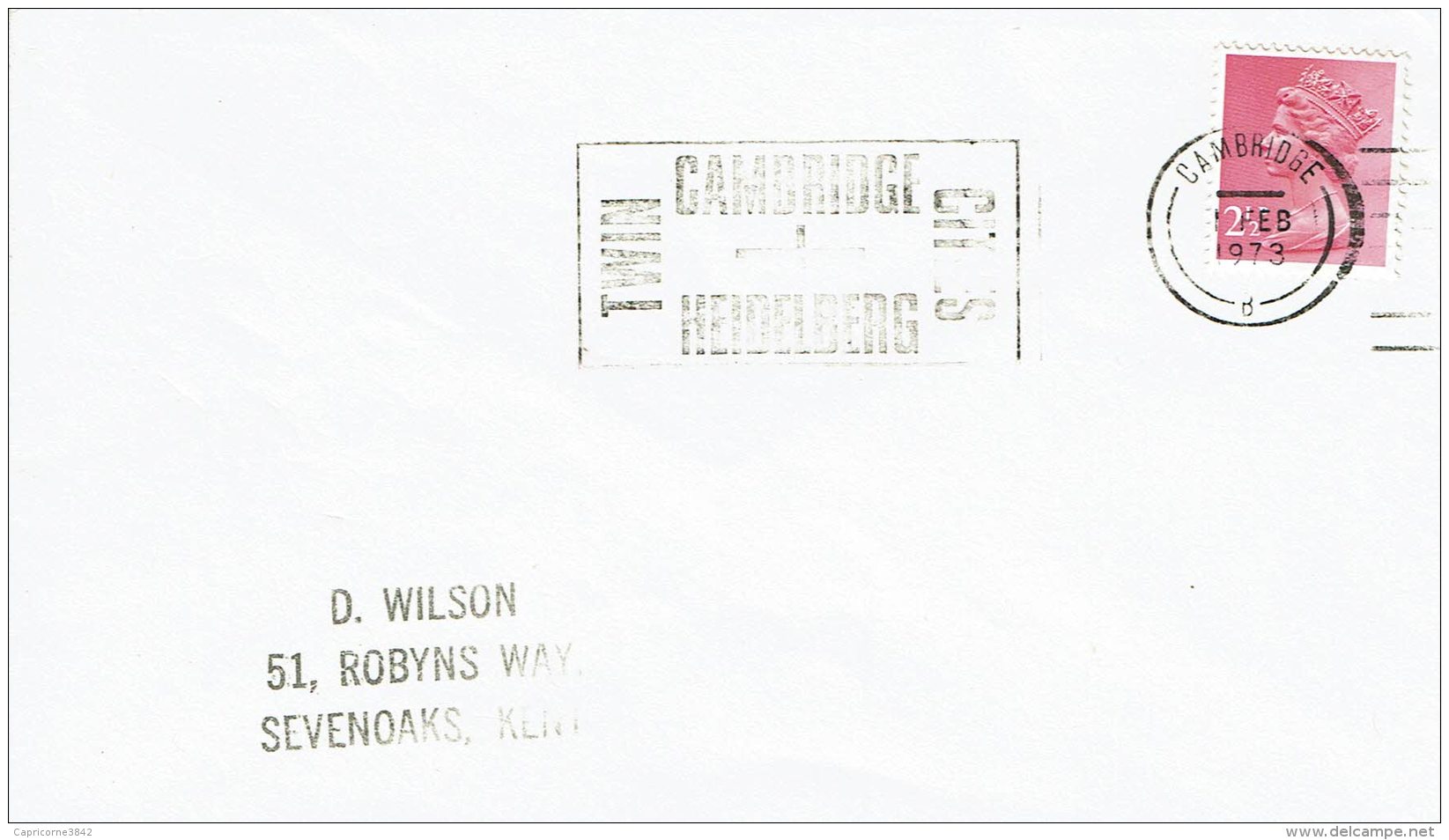 1973 - Oblitération De Cambridge "Jumelage Des 2 Villes De CAMBRIDGE Et HEIDELBERG" - Tp N°609 - Franking Machines (EMA)