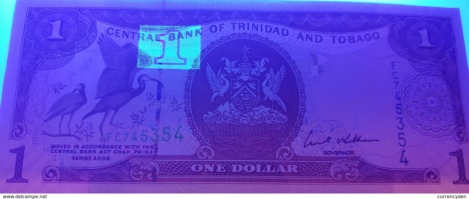 Trinidad & Tobago P46, $1, Scarlet Ibis / Industrial Complex, Oil Complex, UNC - Trinidad & Tobago