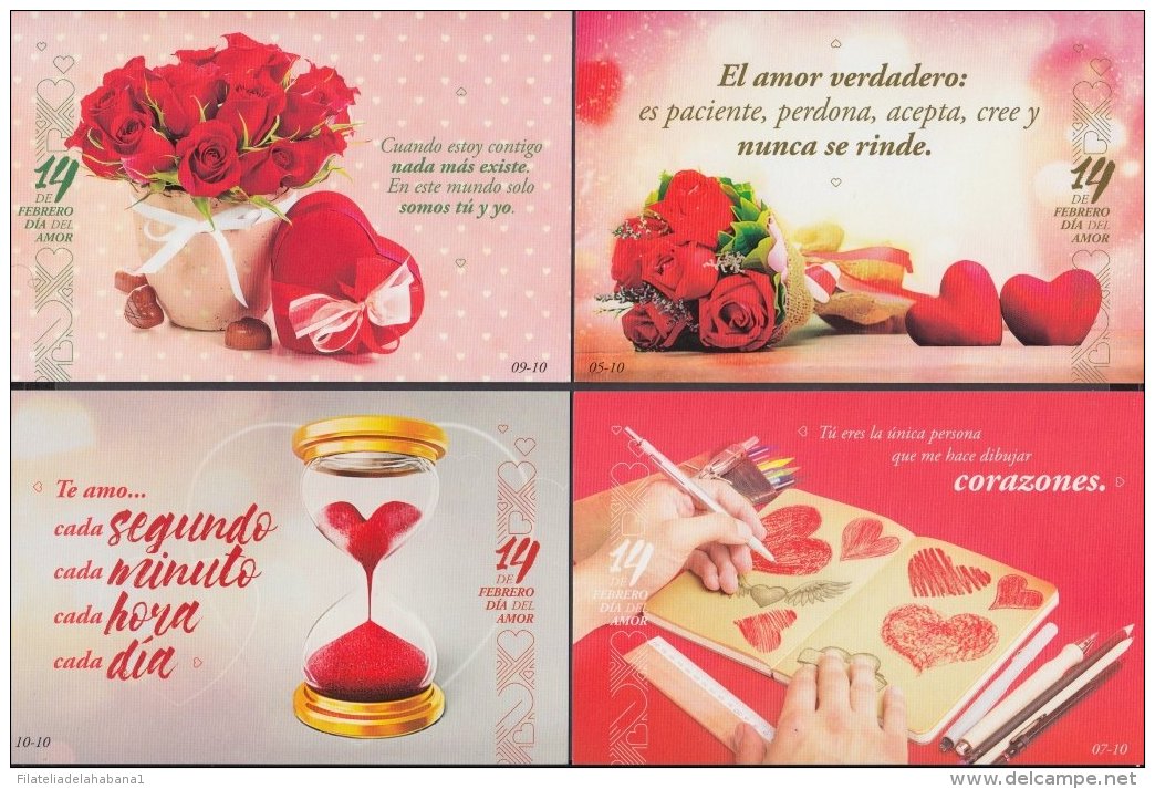 2018-EP-20 CUBA 2018. POSTAL STATIONERY. LOVE SAN VALENTIN DAY MNH. 14 DE FEBRERO. ONLY 9 POSTCARD. - Lettres & Documents