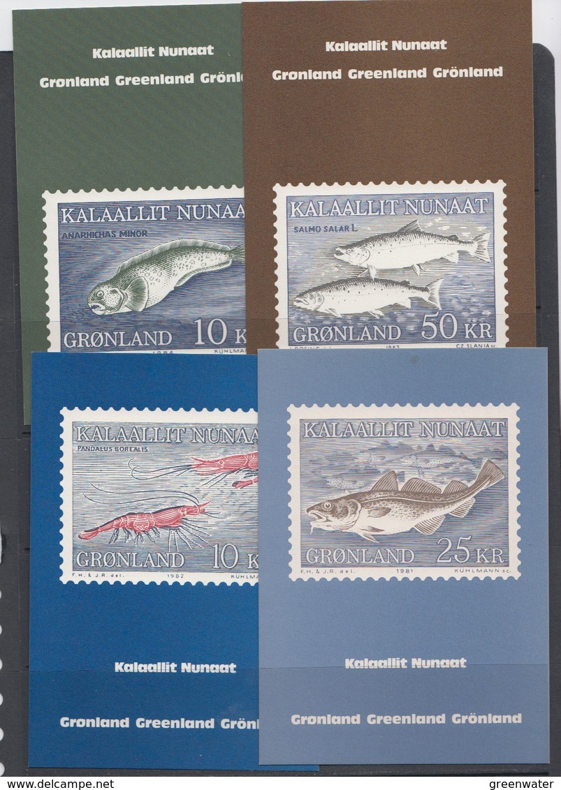 Greenland 1980+ 4  Postcards Fishes  Unused (40745C) - Brieven En Documenten