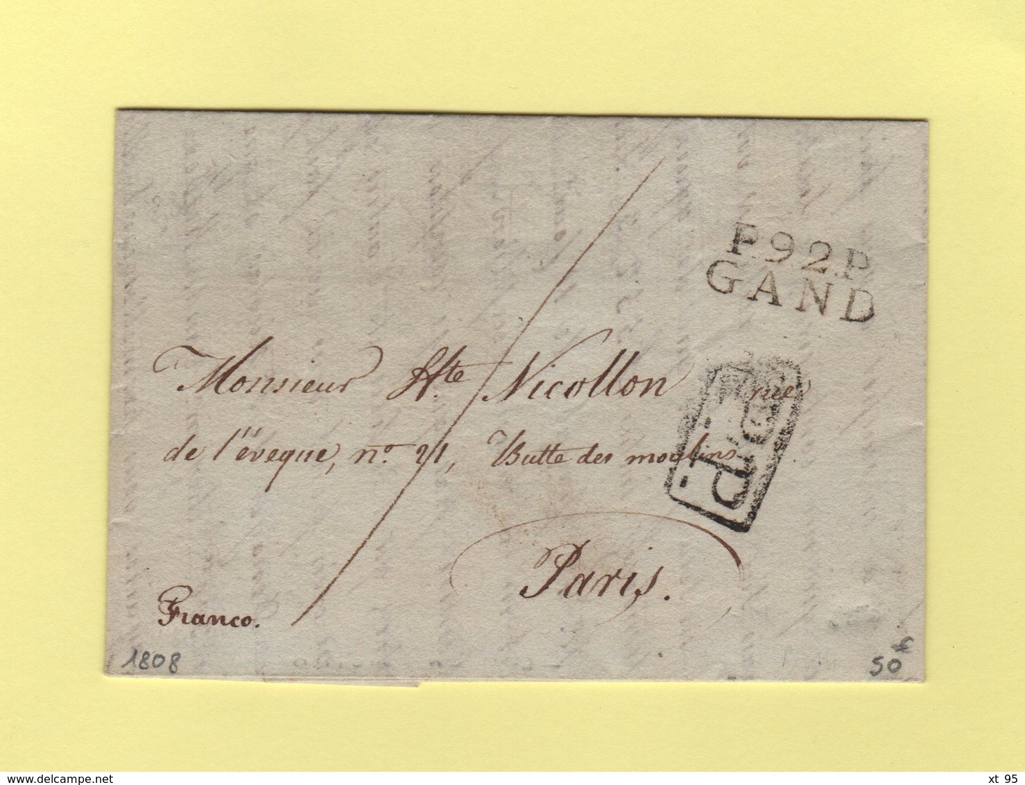 Gand - 92 - 1808 - PP Port Paye - Departement Conquis De L'Escaut - 1792-1815: Veroverde Departementen