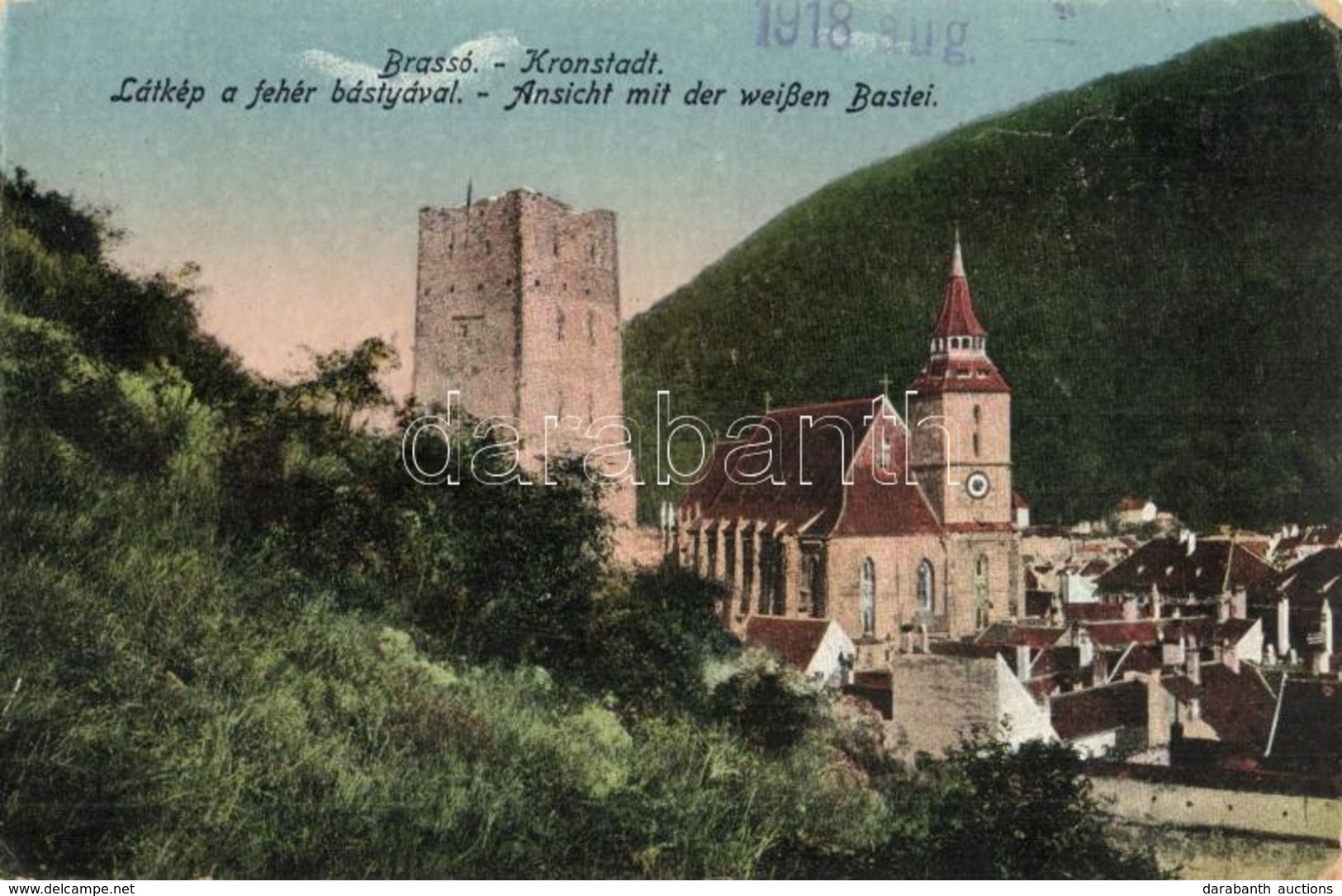 * T2/T3 Brassó, Kronstadt, Brasov; Látkép A Fehér Bástyával / White Tower - Képeslapfüzetből / From Postcard Booklet (EK - Ohne Zuordnung