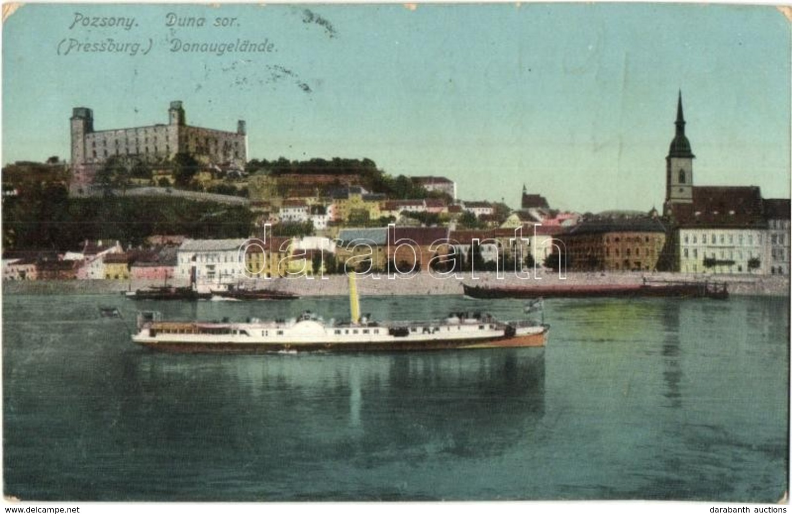 T2/T3 1911 Pozsony, Pressburg, Bratislava; Duna Sor, Vár, Gőzhajó / Danube, Castle, Steamship (EK) - Ohne Zuordnung