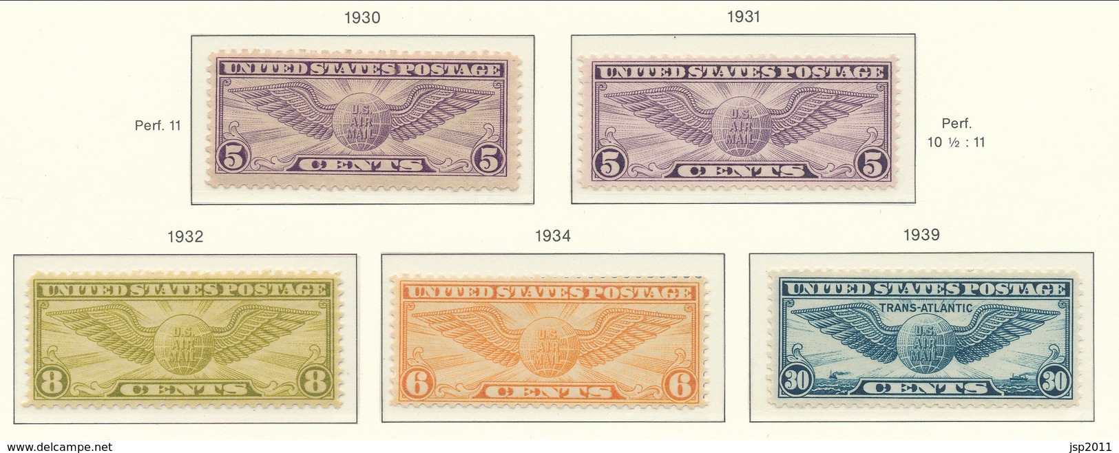 USA 1930-1939 Air Mail Scott # C12, C16-C17, C19, C24. Winged Globe. Mixed MNH(**)/MH(*). See Scans And Description. - 1b. 1918-1940 Nuevos