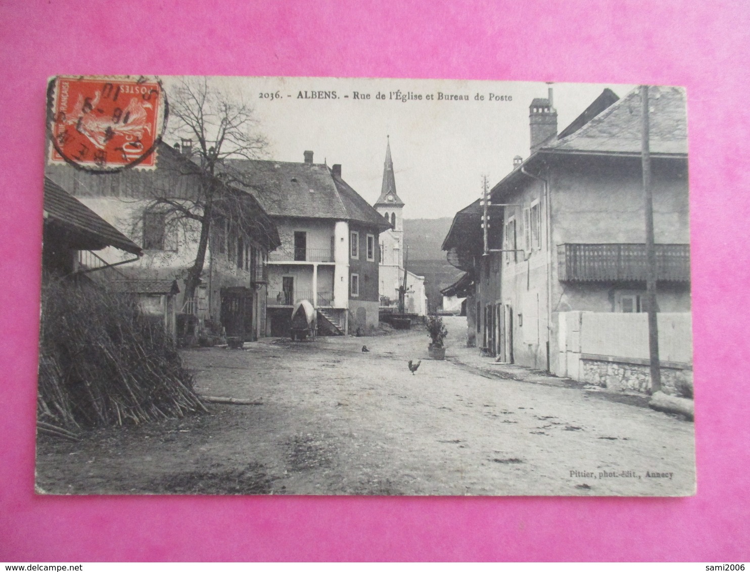 CPA 73 ALBENS RUE DE L'EGLISE ET BUREAU DE POSTE - Albens