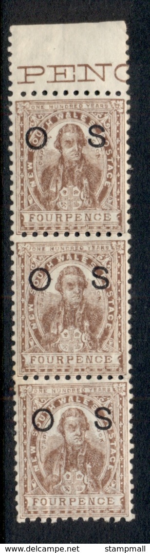 NSW 1888-89 Capt Cook 4d Brown Opt OS Str3  MUH - Nuevos