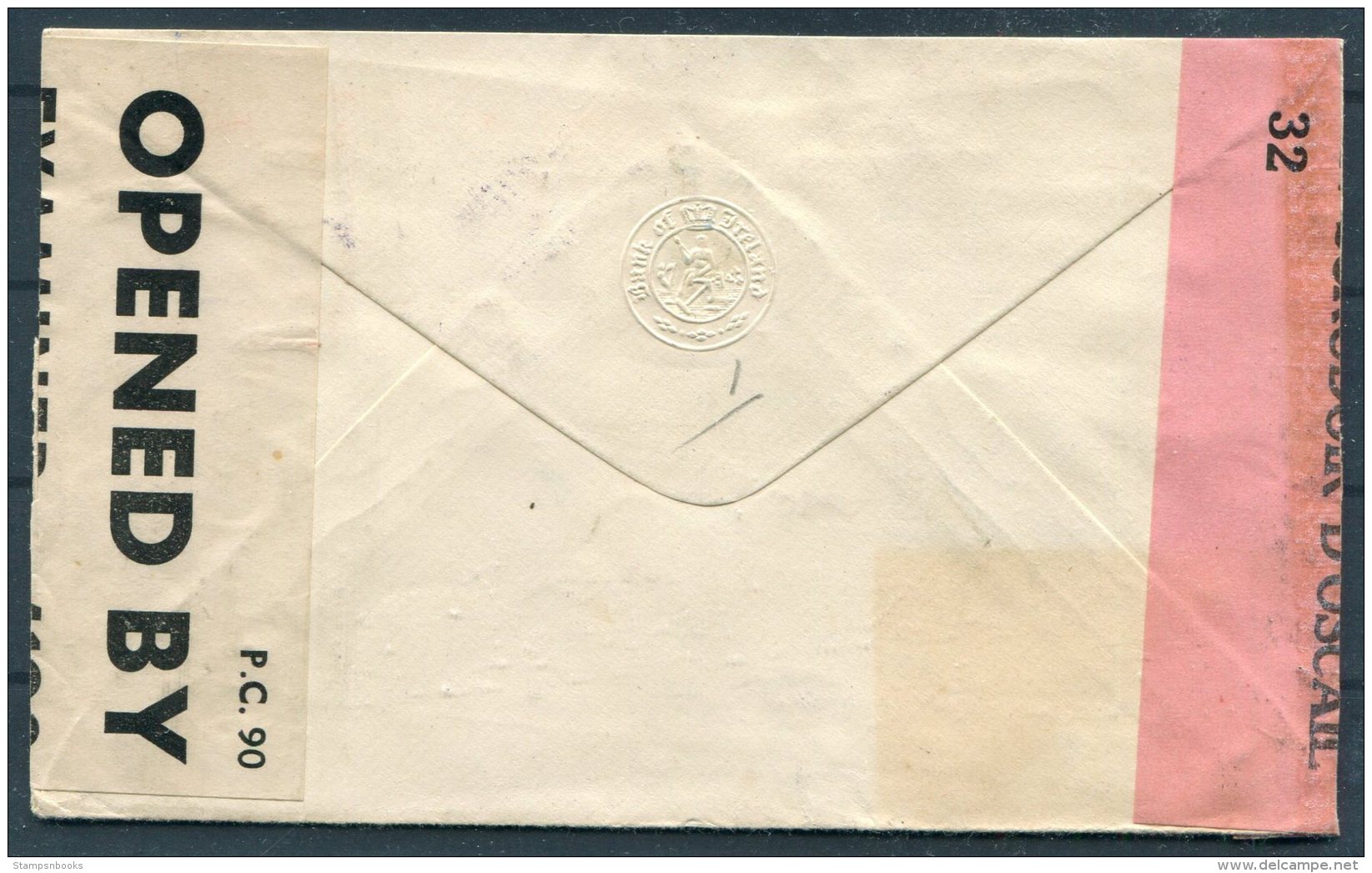 1944 Eire Censor Cover Bank Of Ireland - Credit Suisse, Zurich Switzerland - Brieven En Documenten