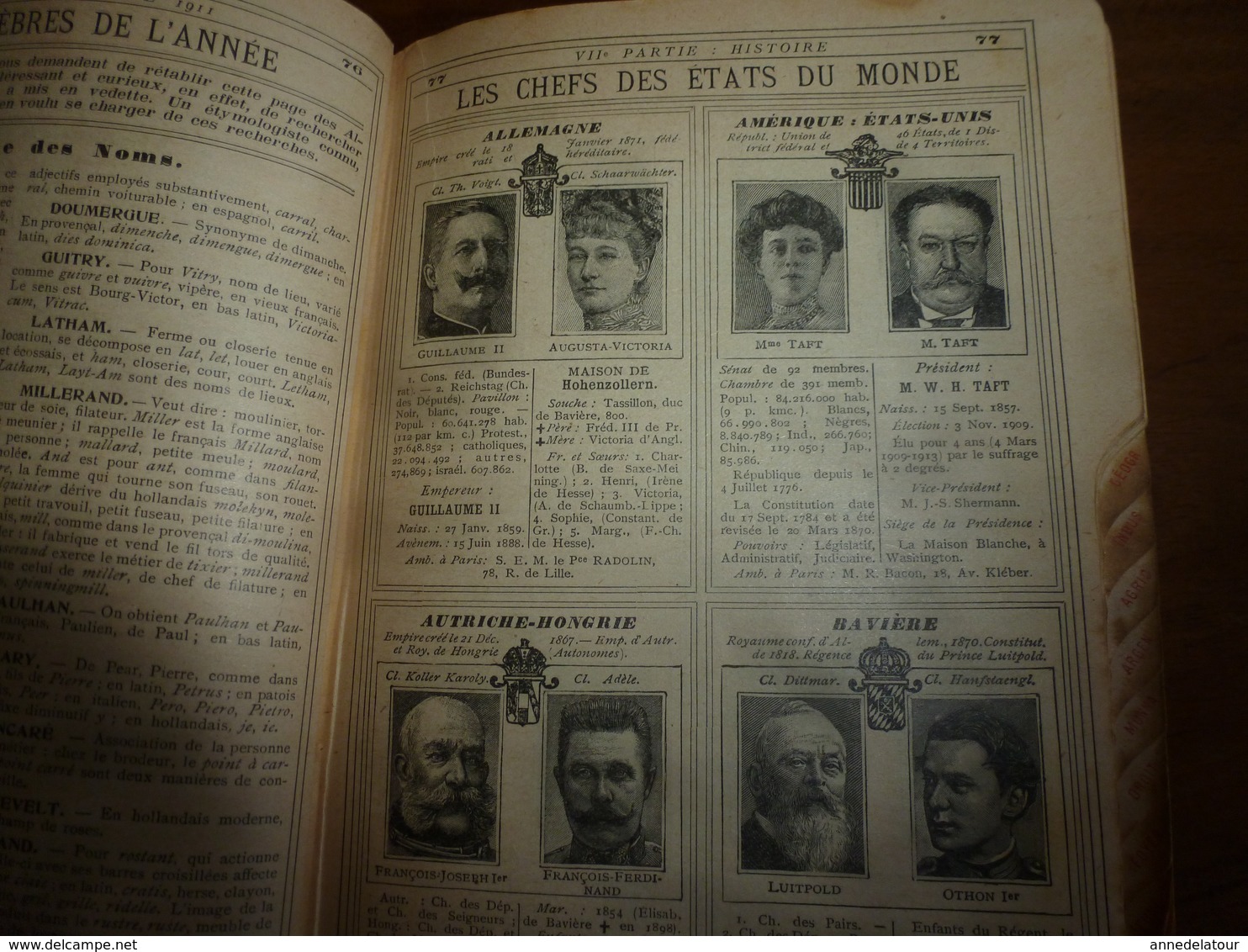 1911 Tremblement de terre à ROGNES;Avions;etc(éd. luxe) ALMANACH HACHETTE (Encyclopédie Populaire de la Vie Pratique);