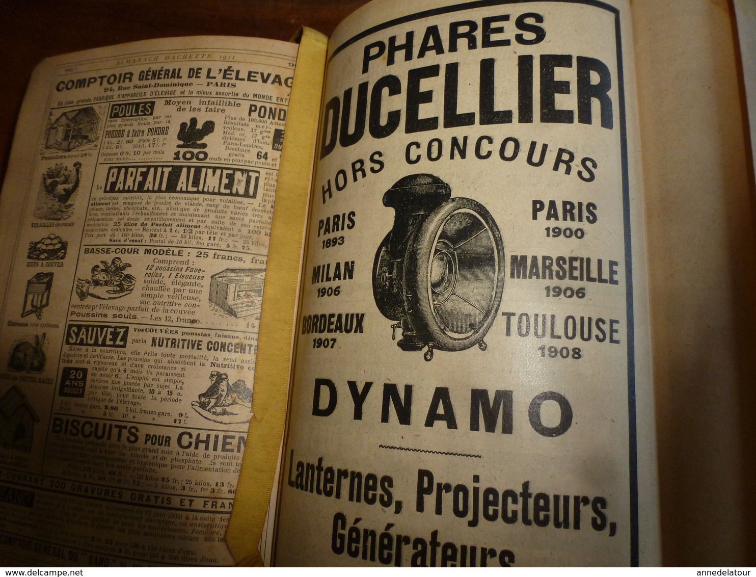 1911 Tremblement de terre à ROGNES;Avions;etc(éd. luxe) ALMANACH HACHETTE (Encyclopédie Populaire de la Vie Pratique);