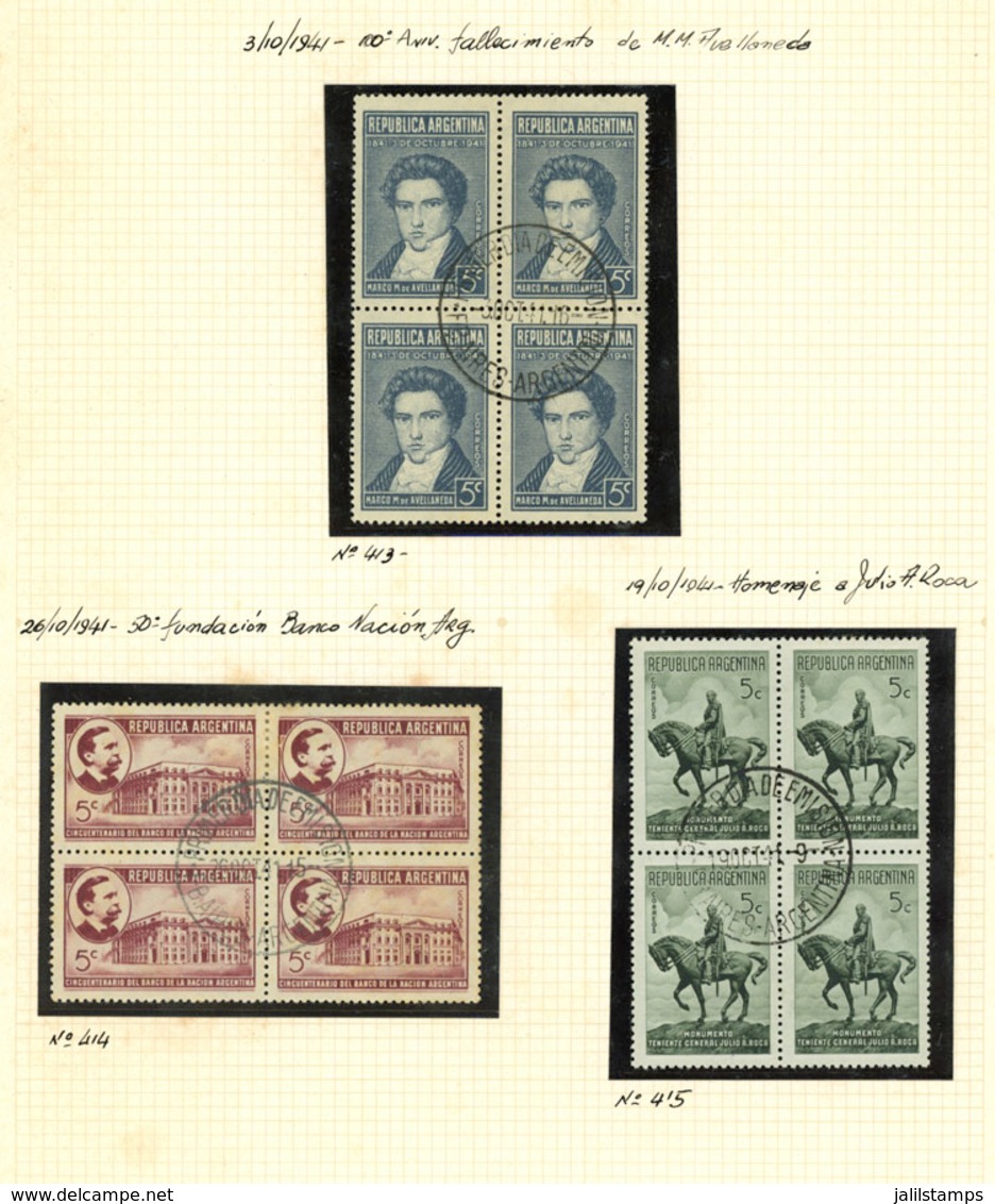 ARGENTINA: FIRST DAY BLOCKS OF 4: Collection In Album With Blocks Of 4 Of The Years 1941 To 1974 Fairly Complete (missin - Collections, Lots & Series