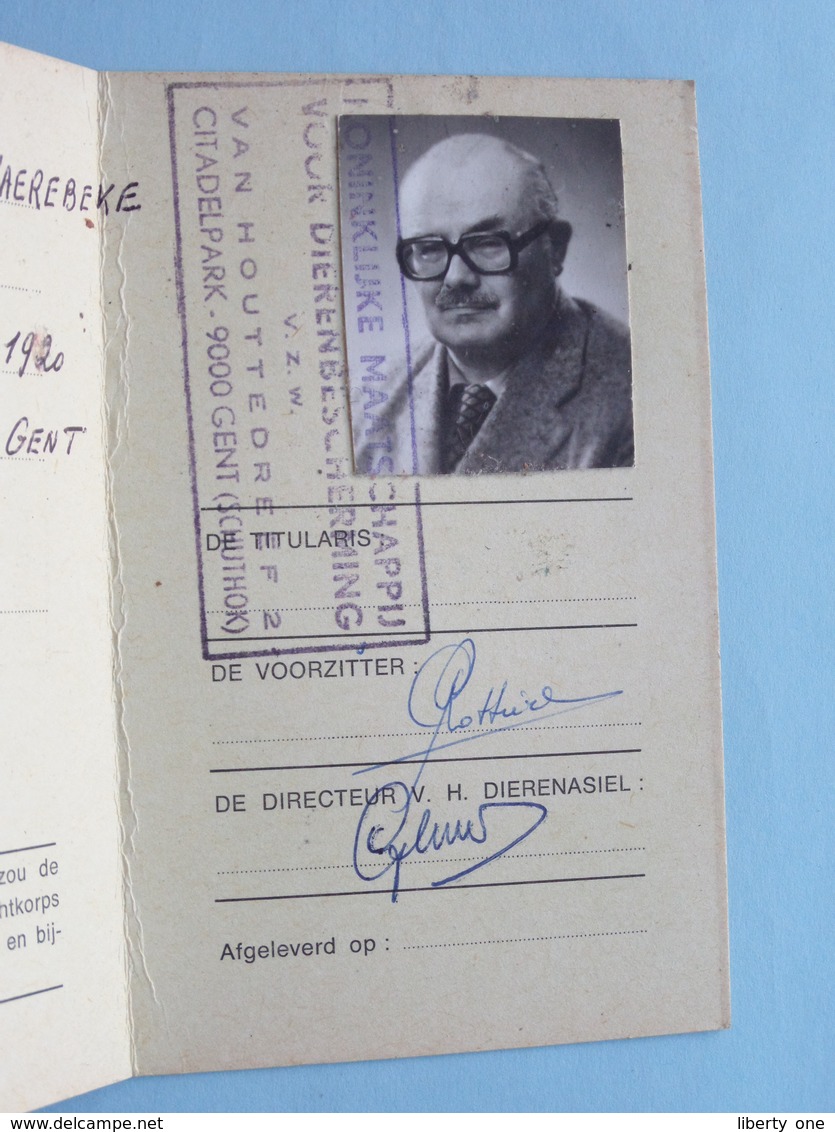 DIERENBESCHERMING Oost Vlaanderen - IDENTITEITSKAART Van INSPECTEUR T.e.m. 1987 ( Zie/voir Photo ) ! - Autres & Non Classés