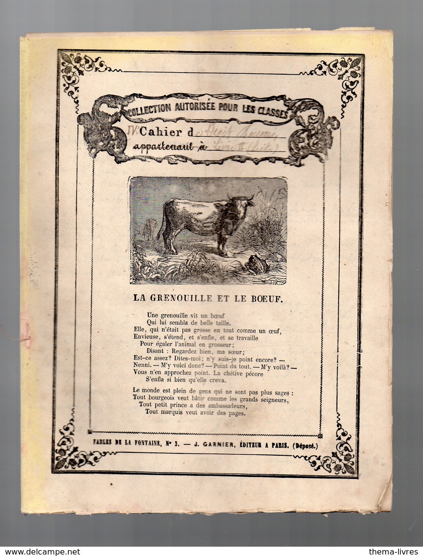 Cahier D'écolier Avec Couverture Illustrée : Fables De La Fontaine N° 3 La Grenouille Et Le Boeuf (PPP9431) - Dieren