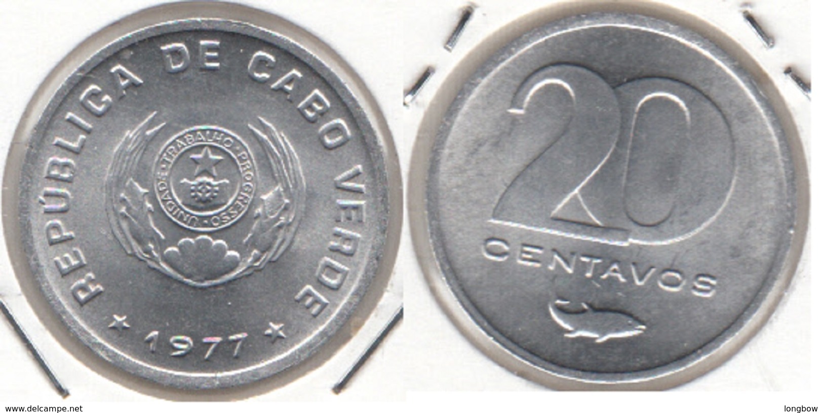 Capo Verde 20 Centavos 1977 KM#15 - Used - Kaapverdische Eilanden