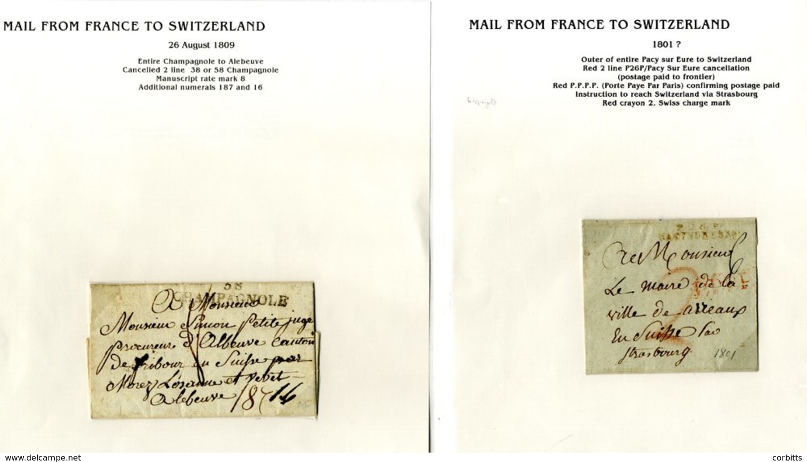 1801-85 Collection Of EL's To & From Switzerland Commencing With Scarce 'P.26.P/PACY SUR EURE' To Strasbourg. Lot Shows  - Autres & Non Classés