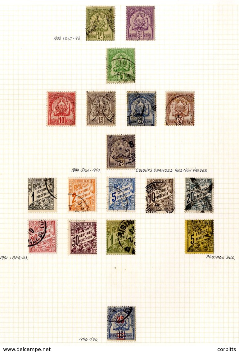 TUNISIA 1888-1956 Good To VFU Collection On Leaves, Several Better Incl. 1888 5f Mauve (Cat. £95), 1899 Set (Cat. £140), - Autres & Non Classés