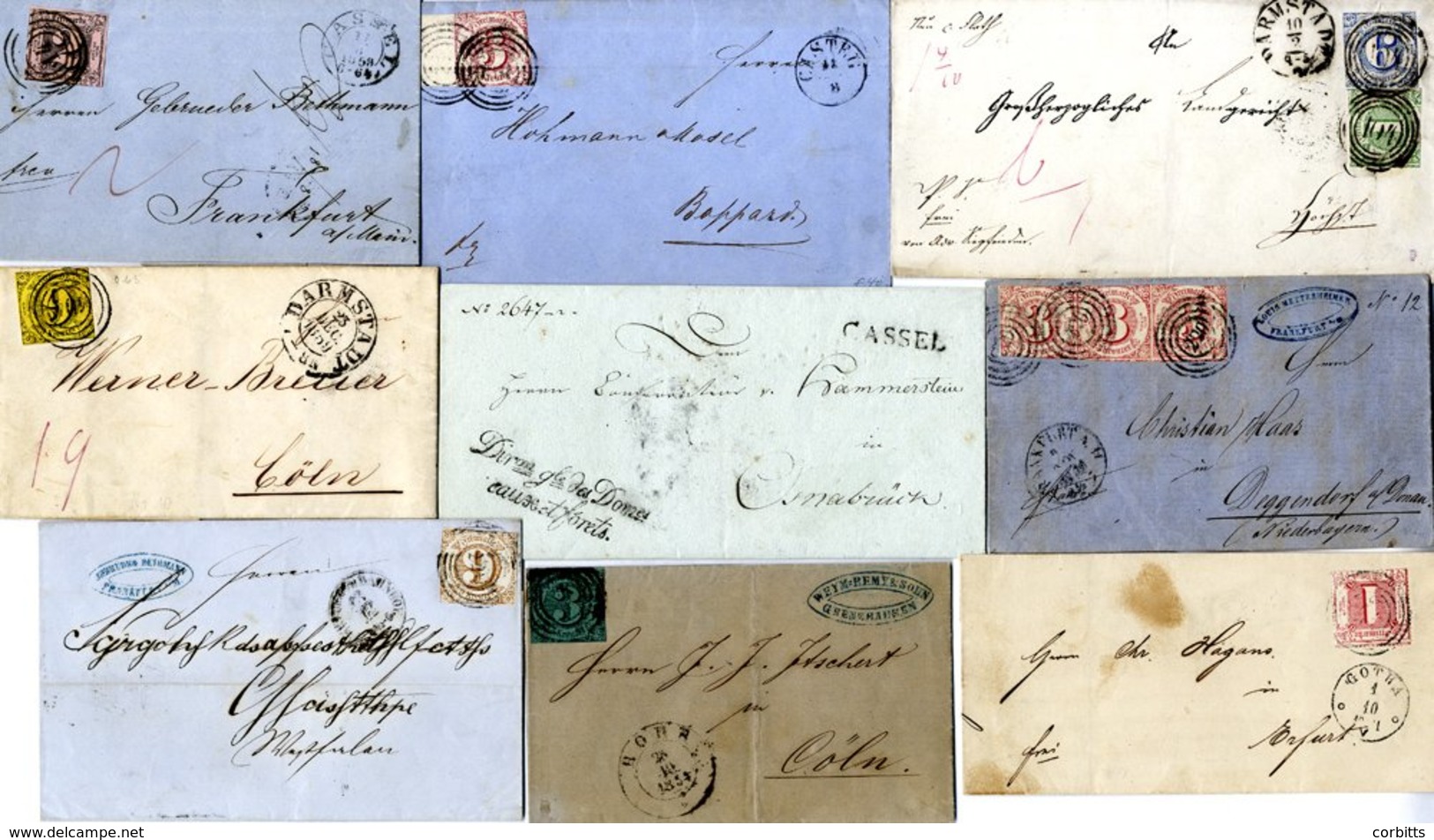 THURN & TAXIS 1805-66 Postal History Selection Of 23 Items Incl. Pre-stamp (4), Single Frankings (8), Two Stamp Franking - Autres & Non Classés