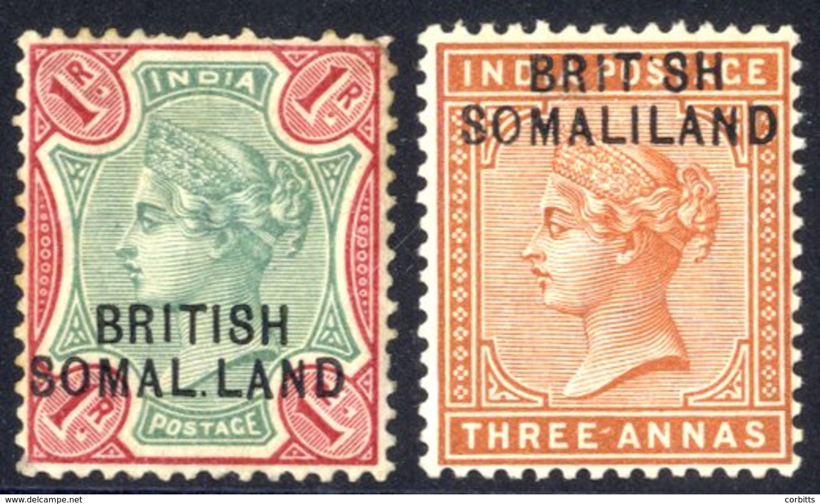 1903 1r Green & Aniline Carmine, Overprint Variety 'SOMAL.LAND' M Example (some Perf Faults At Top), SG.21c, Cat. £500,  - Autres & Non Classés