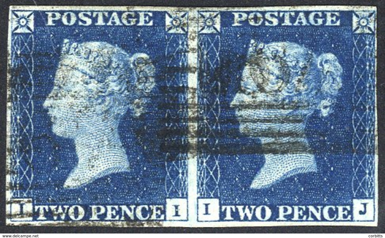 Plate 1 II-IJ Horizontal Pair, Clear To Good Margins, Cancelled By 1844 Type Scottish Cancel. - Other & Unclassified