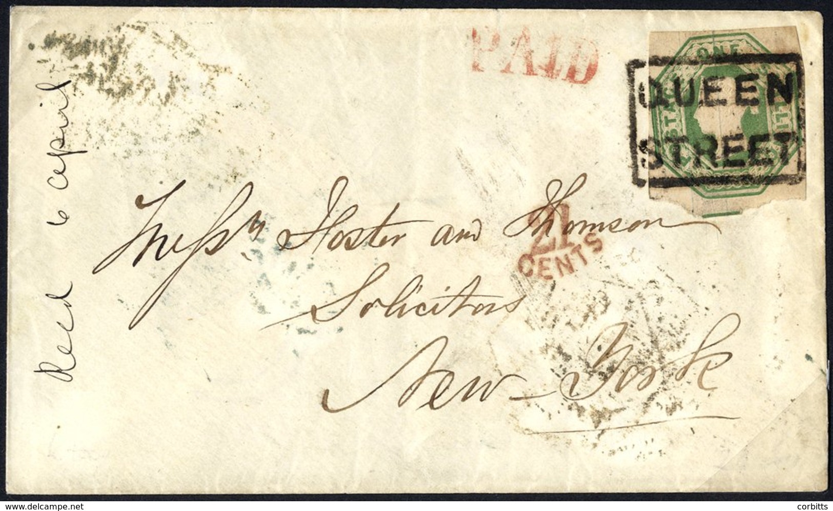 1855 Transatlantic Mail - Fine Envelope Sent From Glasgow To New York Via Liverpool, Sent Per Collins Line Steamer 'Balt - Other & Unclassified