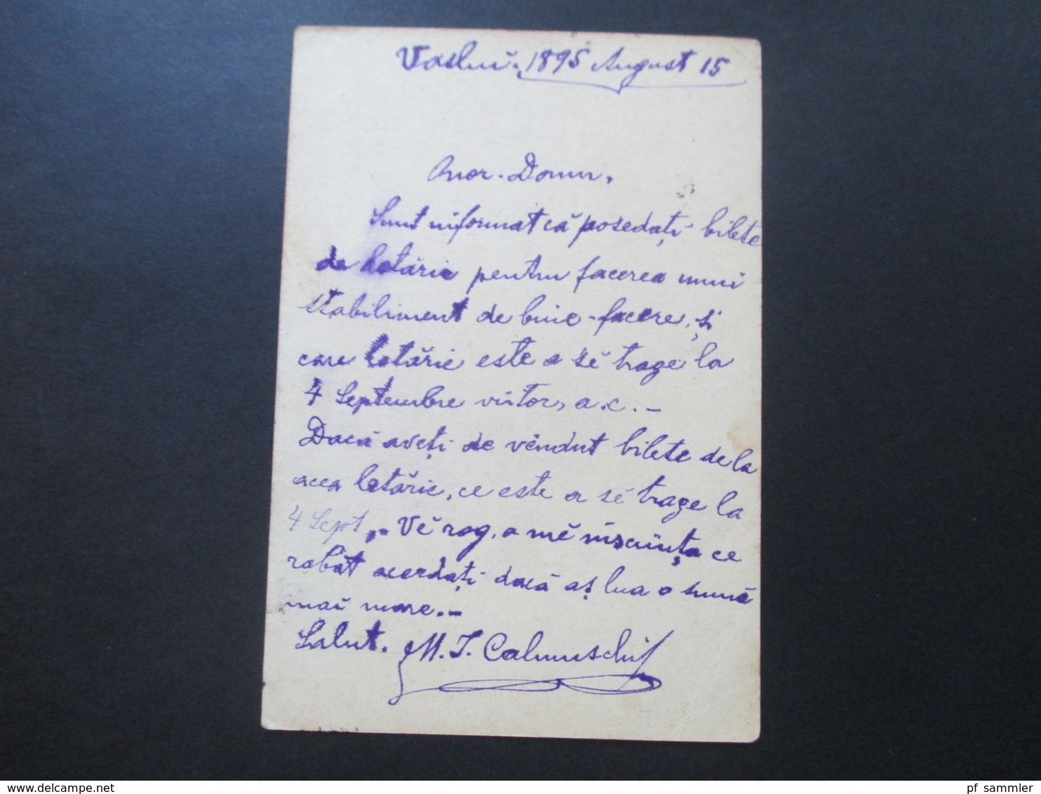 Rumänien 1895 Ganzsache Mit 4 Stempel. Vaslui Nach Bukarest / Bucuresti - Lettres & Documents