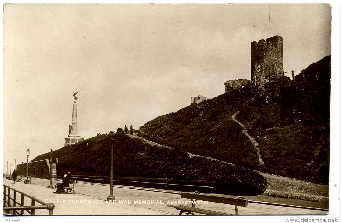 CARDIGANSHIRE - ABERYSTWYTH - CASTLE PROMENADE AND WAR MEMORIAL RP Dyf66 - Cardiganshire