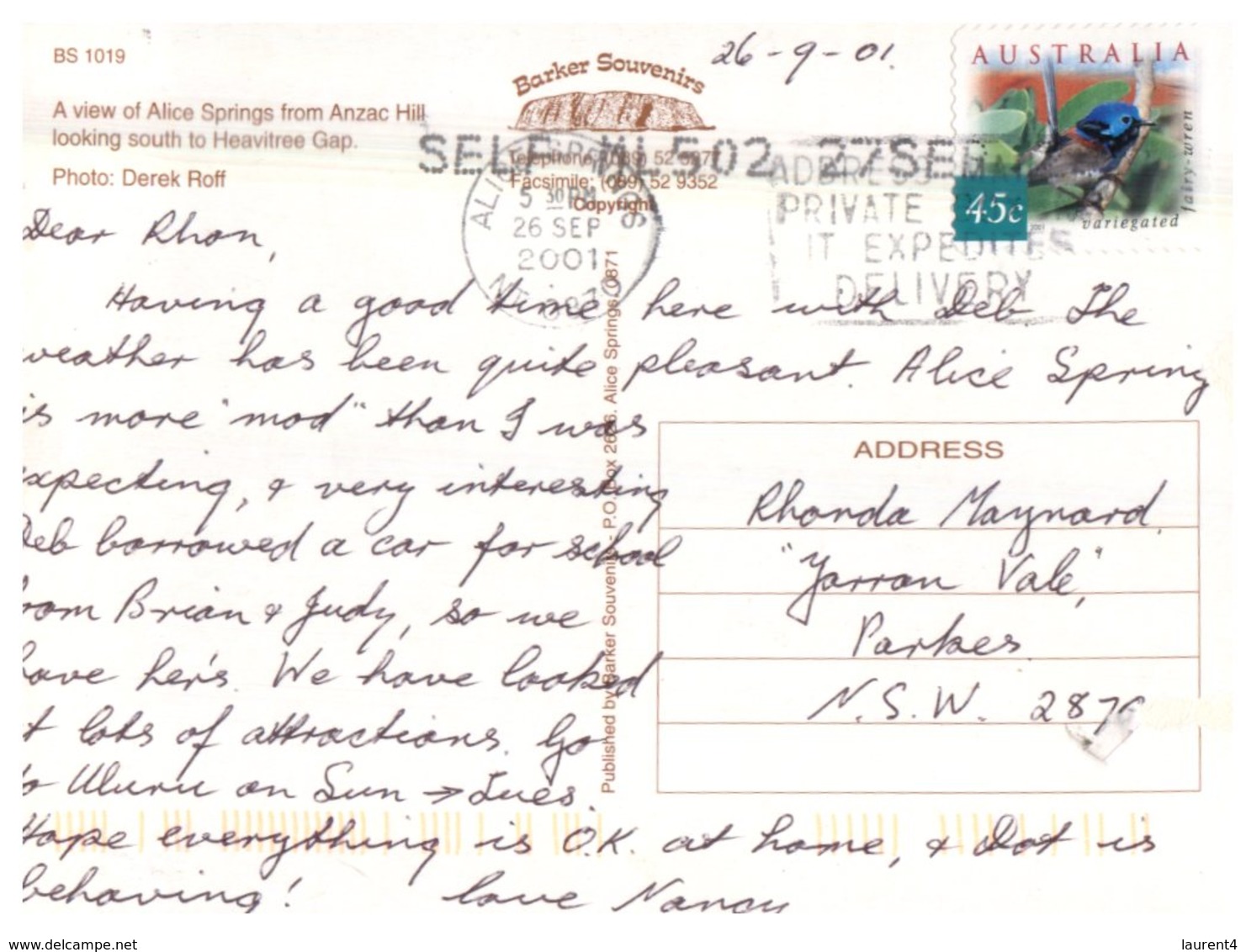 (600) Australia - (with Stamp At Back Of Postcard) NT - Alice Springs - Alice Springs