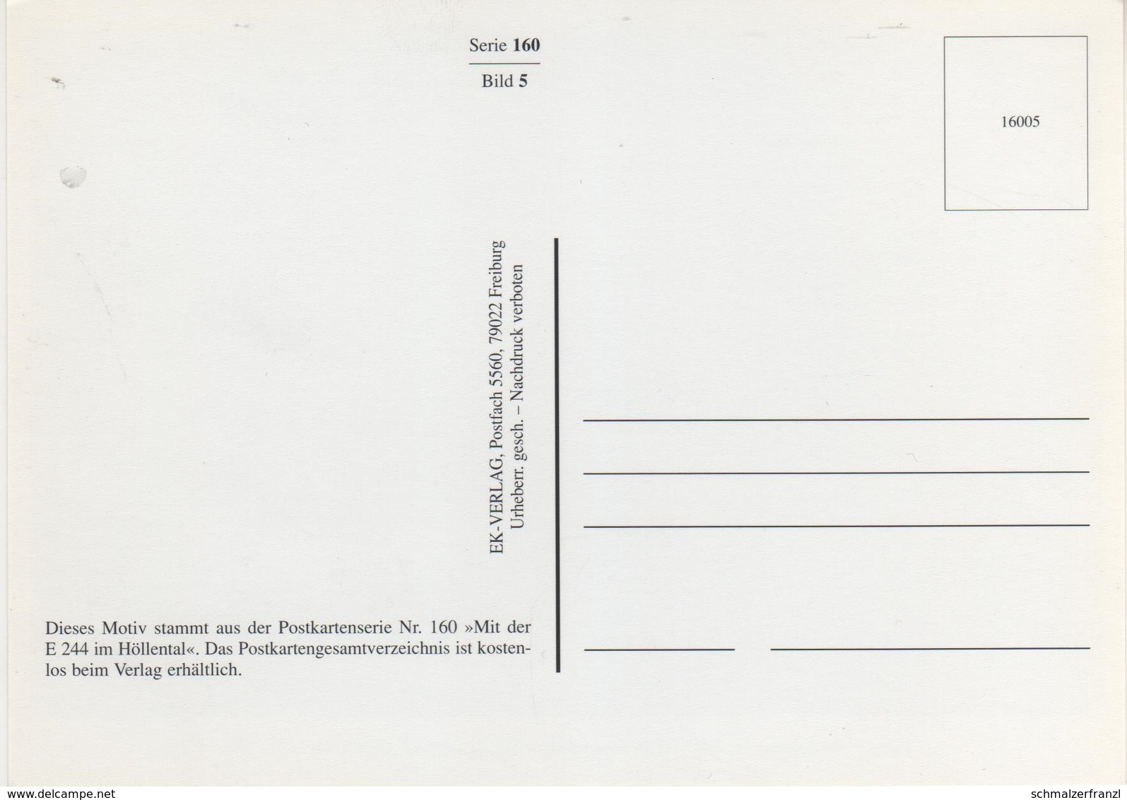 AK Mit Der E 244 Im Höllental Himmelreich Bahnhof E 24411 Carl Bellingrodts Schatzkammer Serie 160 Bild 5 Neudruck - Kirchzarten