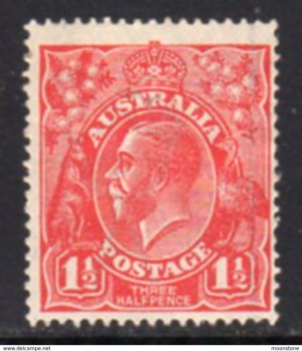 Australia 1924 GV Head 1½d Scarlet, Wmk. 5a, Hinged Mint, SG 77 - Neufs