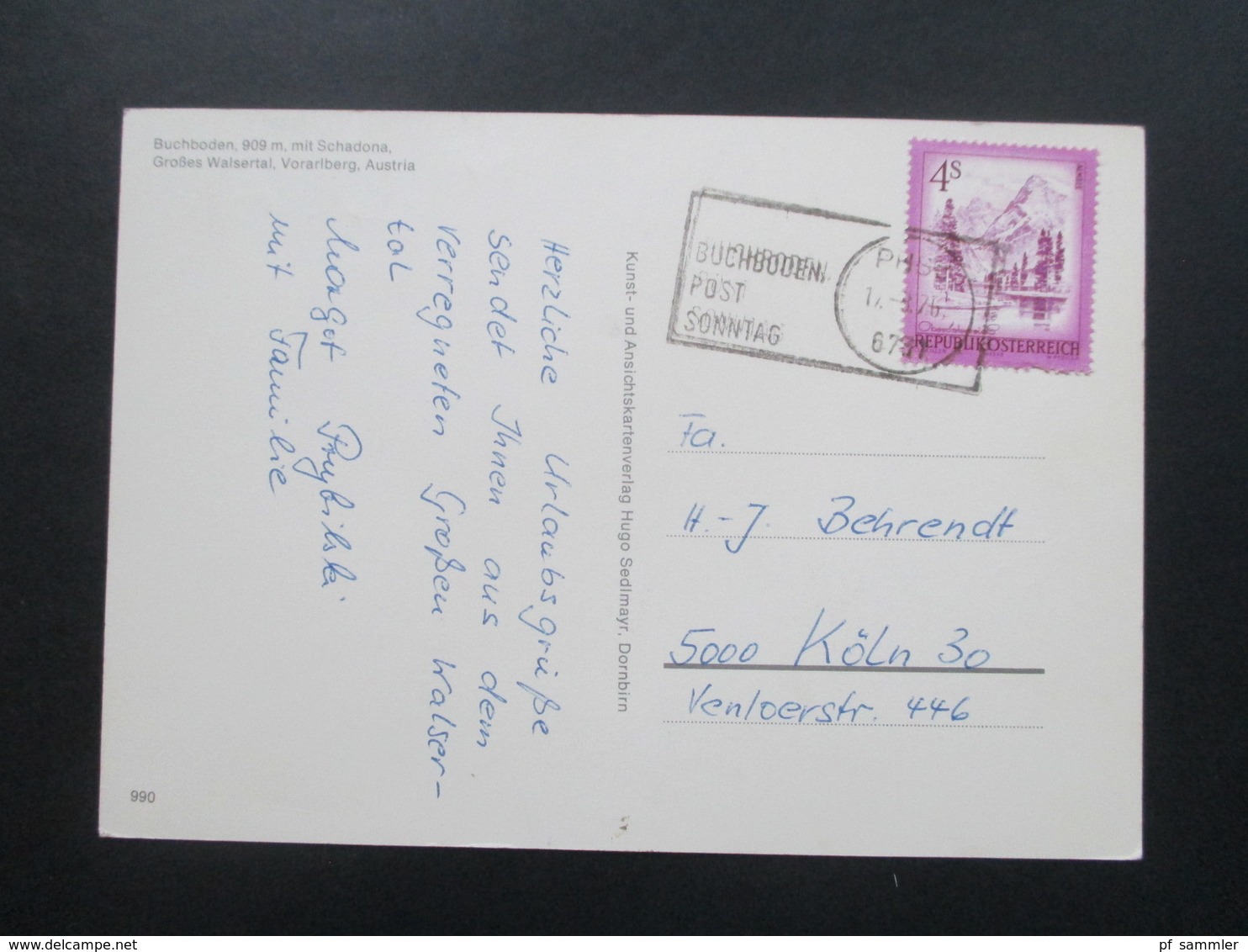 Echtfoto AK Österreich 1976 Stempel Buchboden Post Sonntag - Brieven En Documenten