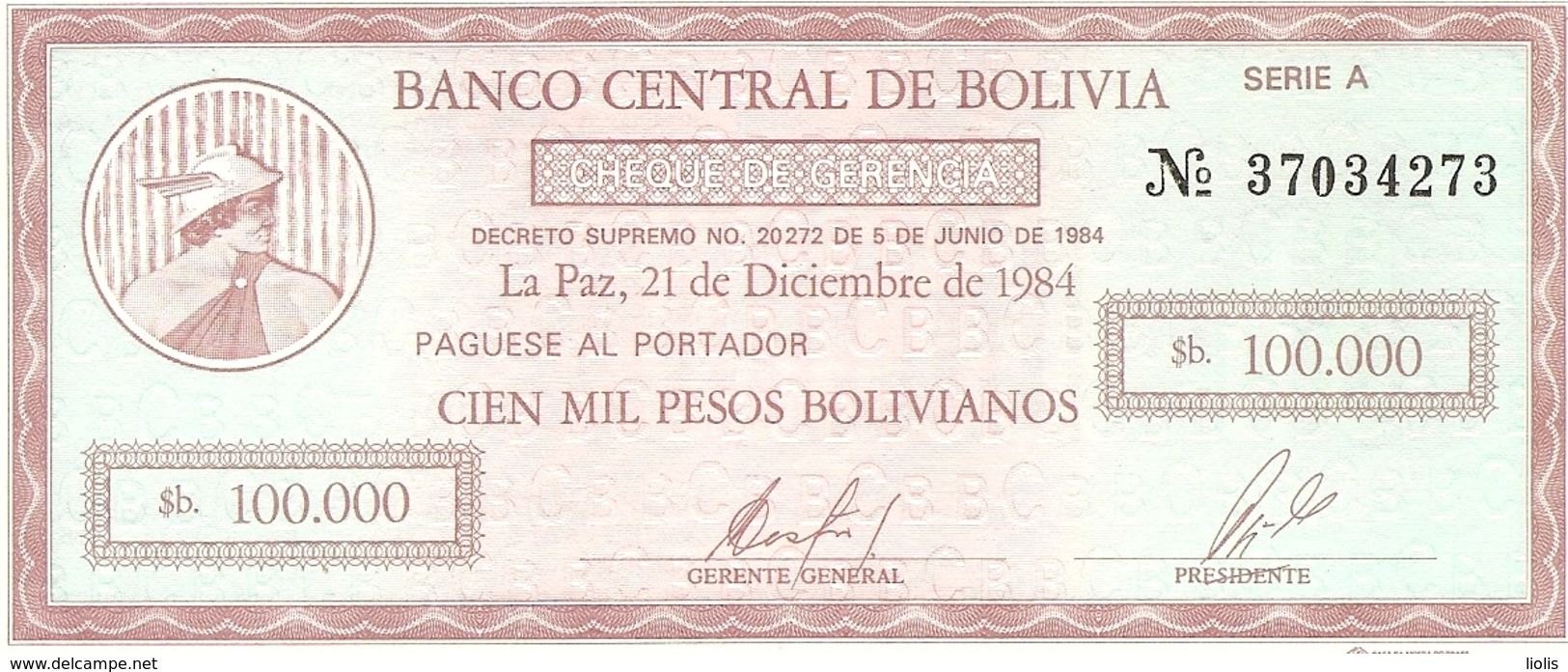 Bolivia  P-188  100000  Bolivianos  1985  UNC - Bolivia