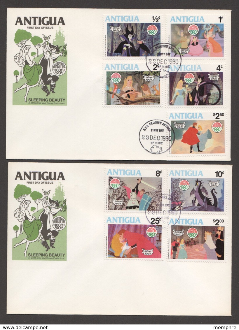 1980  Disney  Sleeping Beauty  Set Of 9 Plus Souvenir Sheet On 3 Unaddressed FDCs - 1960-1981 Autonomia Interna