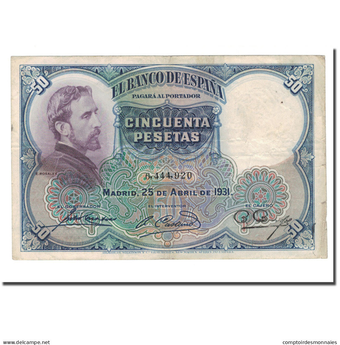 Billet, Espagne, 50 Pesetas, 1931, 1931-04-25, KM:82, TB - 50 Pesetas